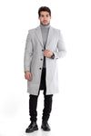 Classic Coat With Slanted Pockets Wool Coat-Grey