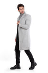 Classic Coat With Slanted Pockets Wool Coat-Grey