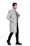 Classic Coat With Slanted Pockets Wool Coat-Grey