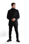 Classic Coat With Slanted Pockets Wool Coat-Black