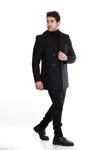 Classic Coat With Slanted Pockets Wool Coat-Black