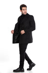 Classic Coat With Slanted Pockets Wool Coat-Black