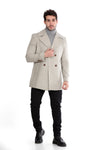 Classic Coat With Slanted Pockets Wool Coat-Beige