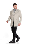 Classic Coat With Slanted Pockets Wool Coat-Beige