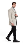 Classic Coat With Slanted Pockets Wool Coat-Beige