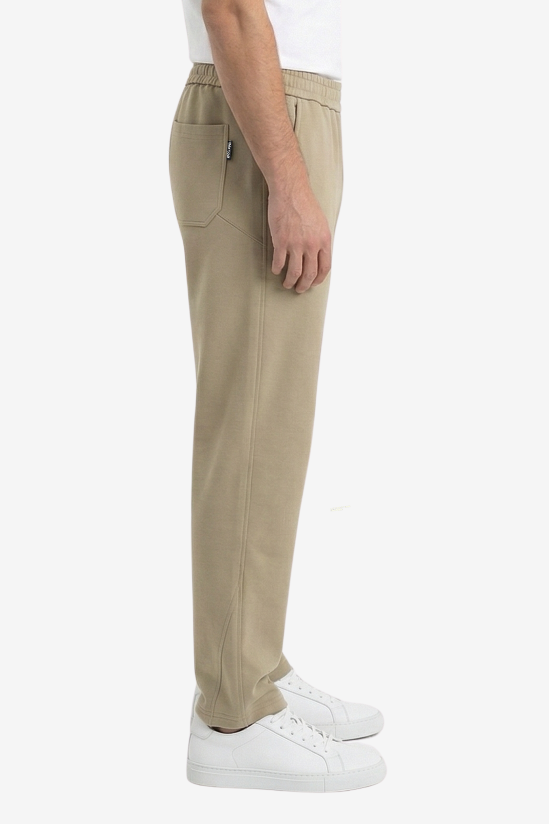 Men’s Casual Wide Leg Jogger Pants – Adjustable Drawstring -BeigeMen's Premium Cotton Wide-Leg Sweatpants – Relaxed Fit Joggers with Contrast Braided Drawstring