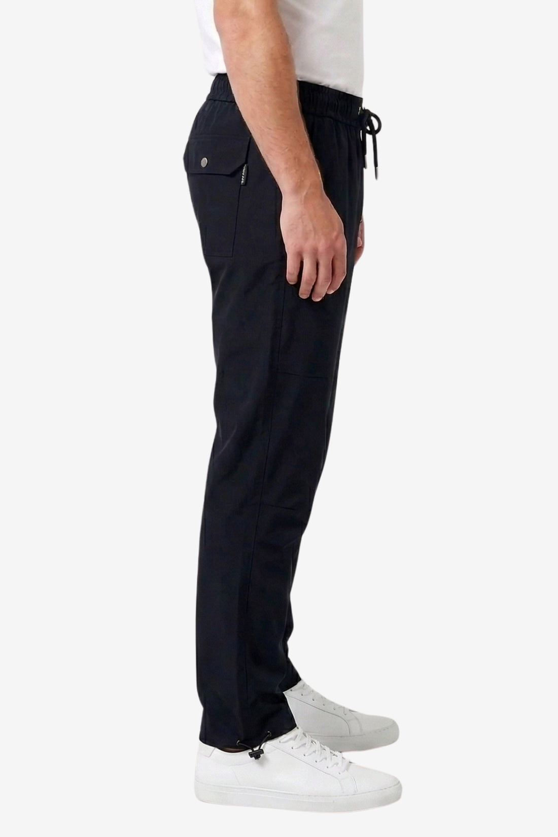 Men’s Casual Wide Leg Jogger Pants – Adjustable Drawstring -Black Slip On Plain Practical Joggers