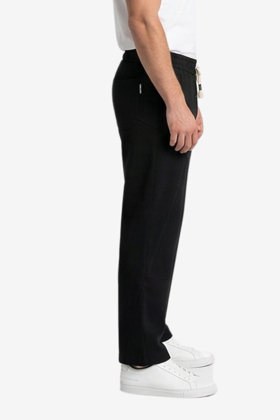 Men's Premium Cotton Wide-Leg Sweatpants – Relaxed Fit Joggers with Contrast Braided Drawstring -Black