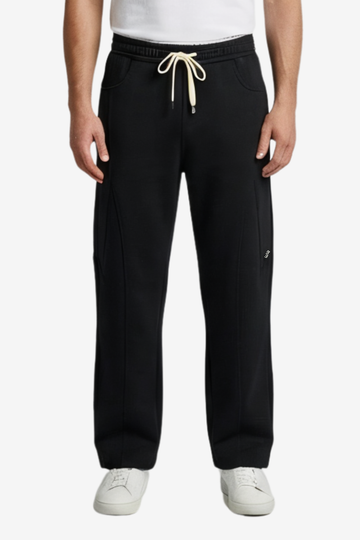 Men’s Casual Wide Leg Jogger Pants – Adjustable Drawstring -Black