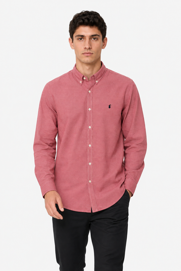 Round Neck Long Sleeve Shirt-Red