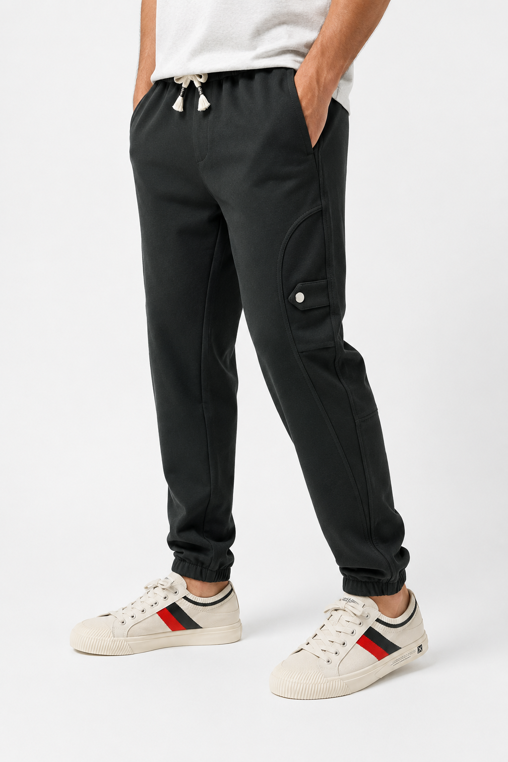 Men’s Black Jogger Pants – Soft Fabric, Slim Fit – Black