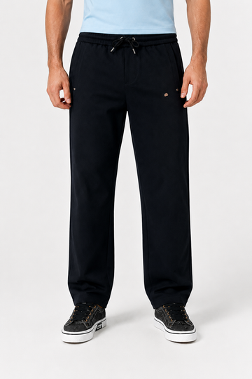 Men’s Black Regular Fit Jogger Pants – Lycra Fabric Casual Drawstring Trousers