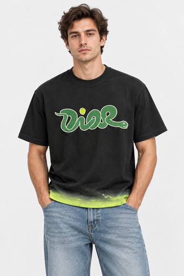 Black T-shirt with embroidery on the chest