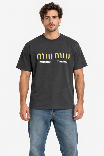 Men's Graphic Logo T-Shirt – Black Cotton Crewneck