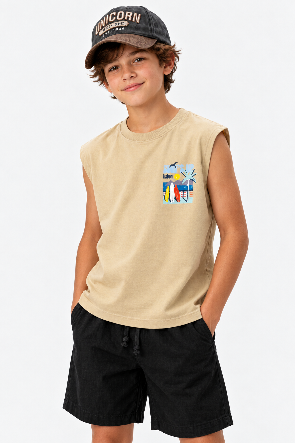 Printed Cut T-Shirt Kids – Beige