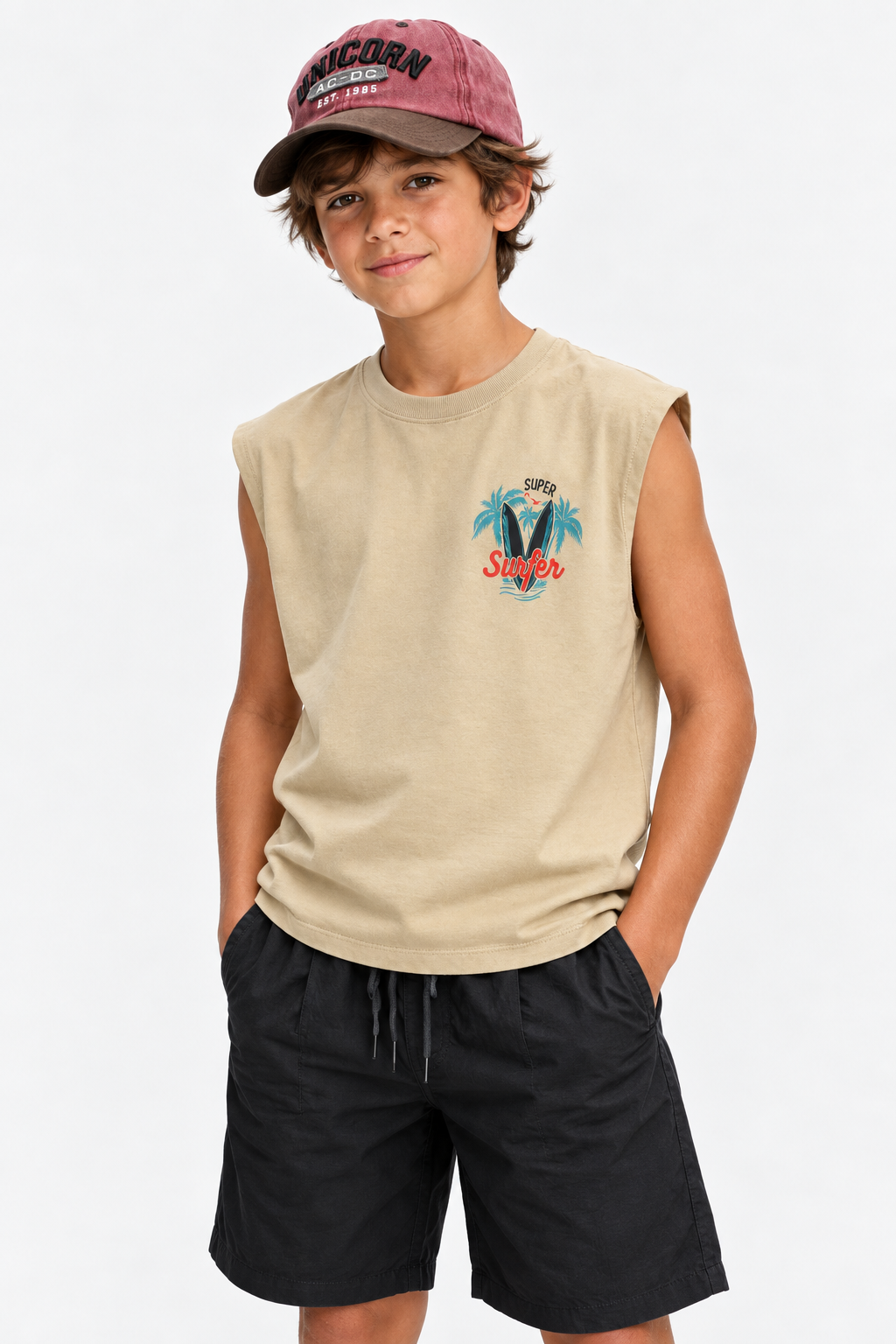 Printed Cut T-Shirt Kids – Beige