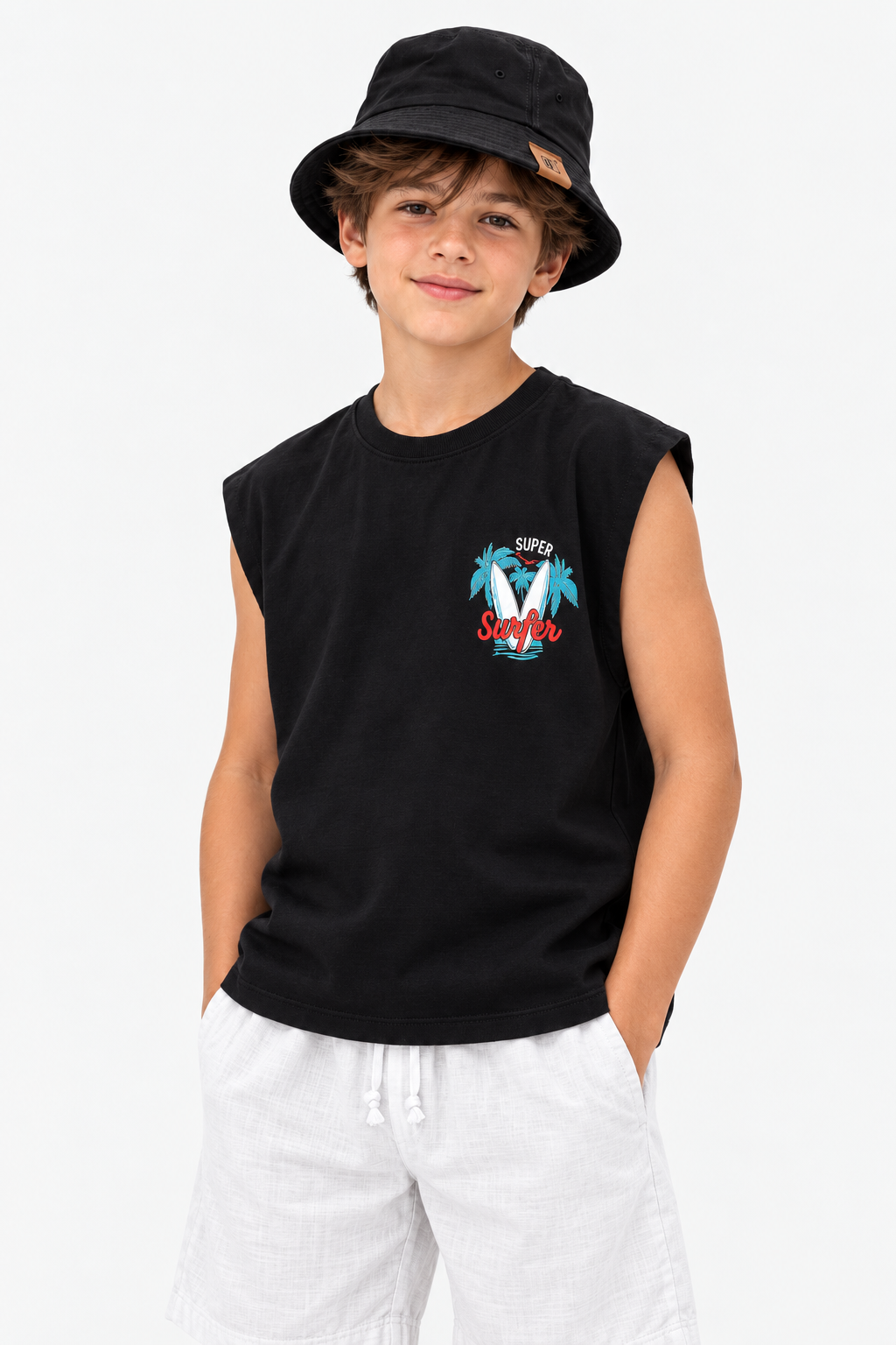 Printed Cut T-Shirt Kids– Black
