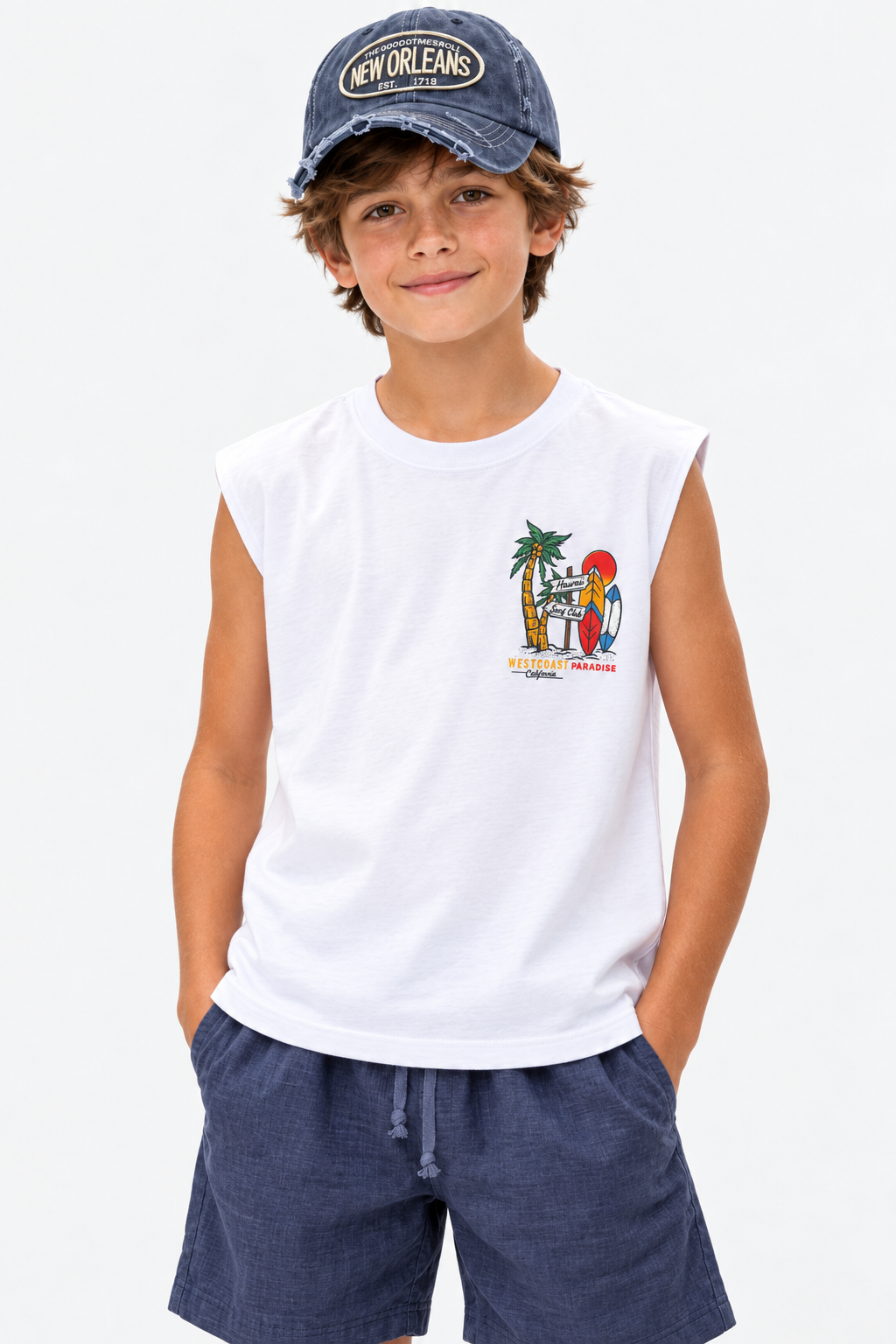 Printed Cut T-Shirt Kids – White