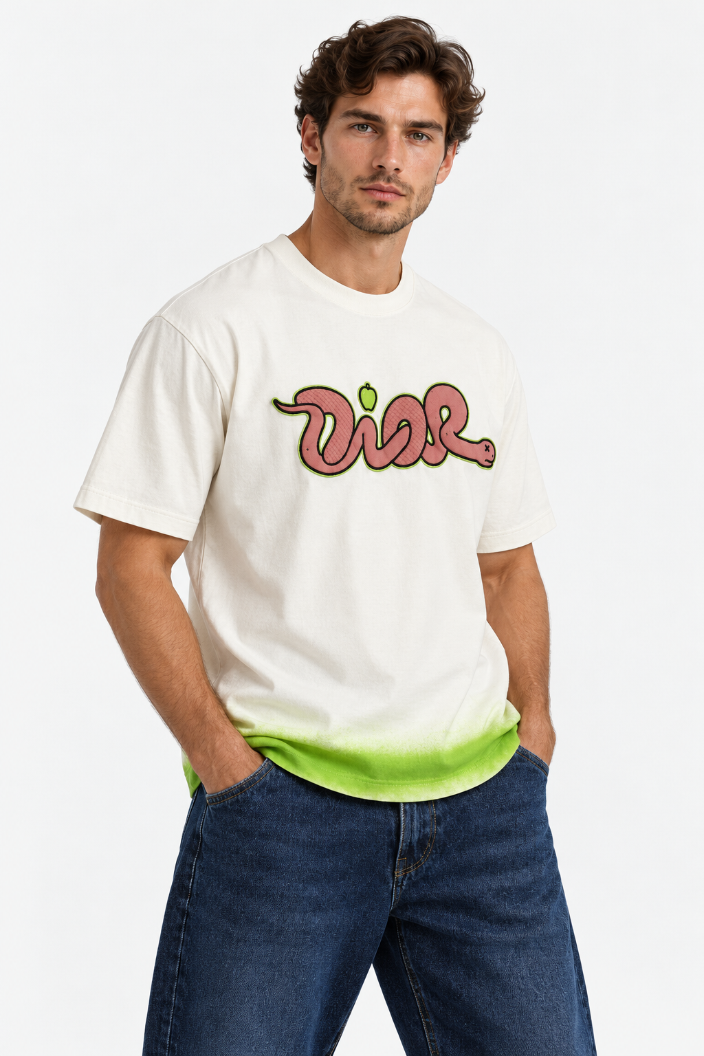 White T-shirt with embroidery on the chest