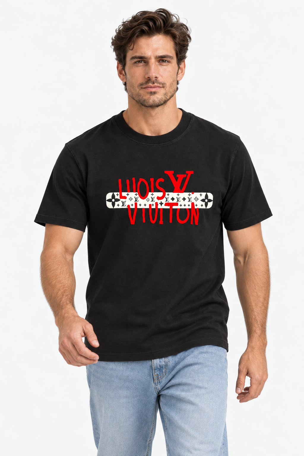 Graphic Logo T-Shirt – Black Cotton Crewneck