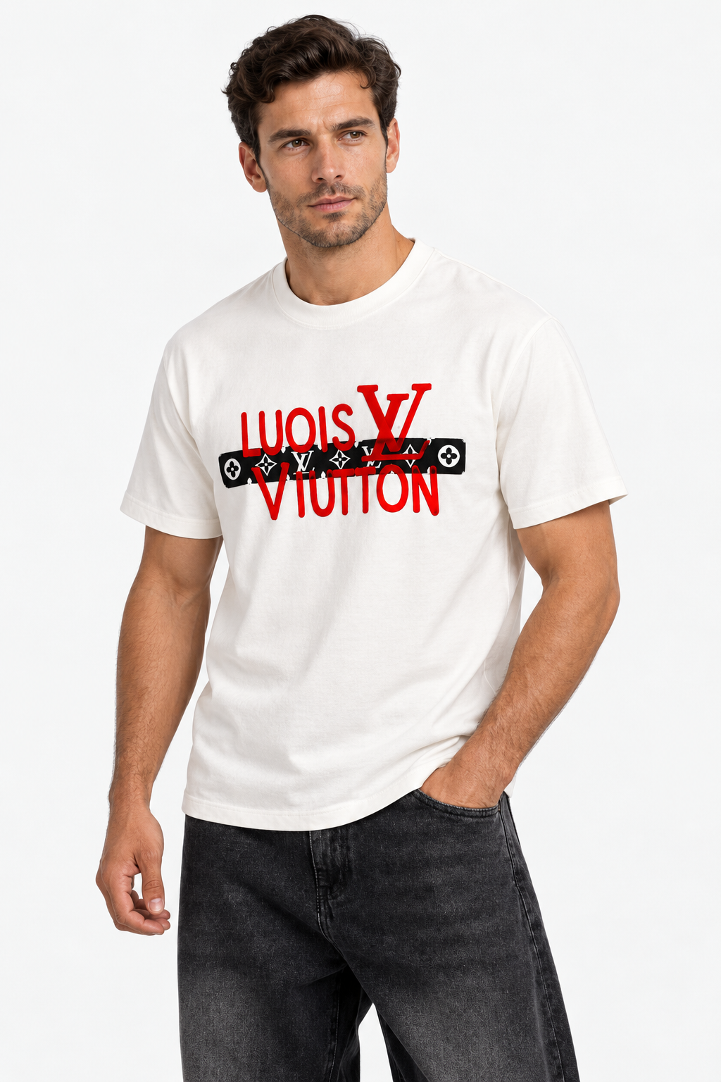 Graphic Logo T-Shirt – White Cotton Crewneck
