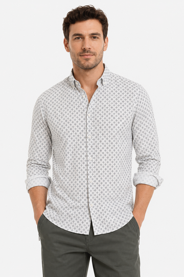 Buttons Down Pineapple Long Sleeves Shirt – White