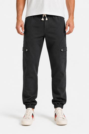 Men’s Black Jogger Pants – Soft Fabric, Slim Fit – Grey