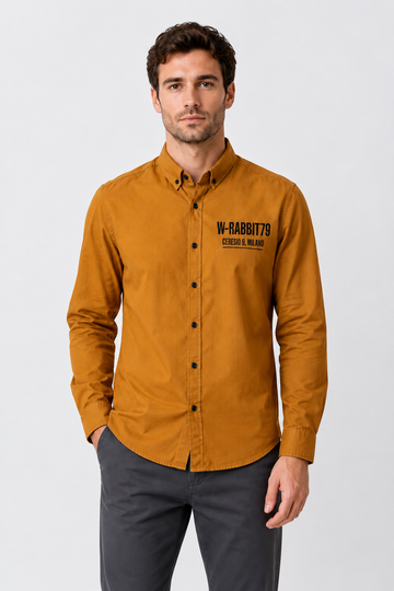 Buttons Down Pineapple Long Sleeves Shirt - Brown