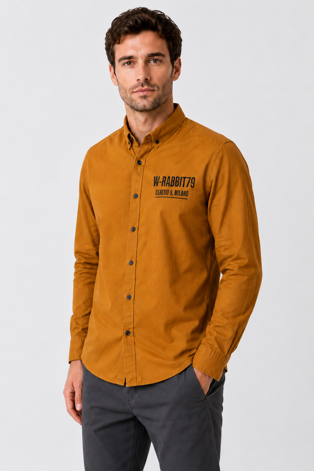 Buttons Down Pineapple Long Sleeves Shirt - Brown
