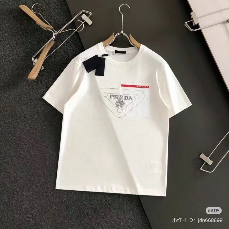 "PRADA"Comfy Printed White T-Shirt