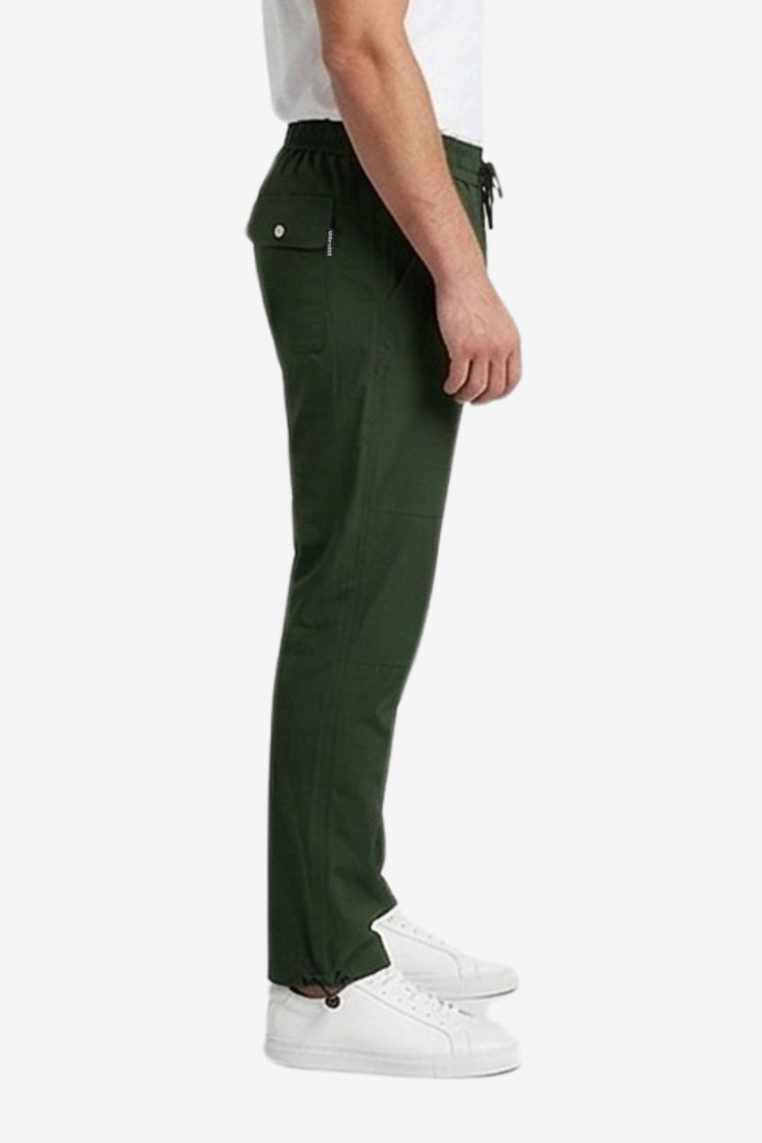 Men’s Casual Wide Leg Jogger Pants – Adjustable Drawstring -Olive Slip On Plain Practical Joggers