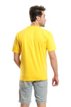 Round Neck Short Sleeves Regular Fit Tee - Yellow