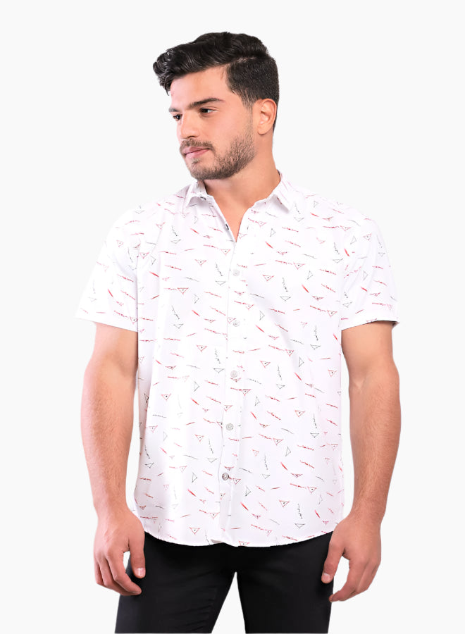 Random Shapes Patterned Shirt - White, Red & Black