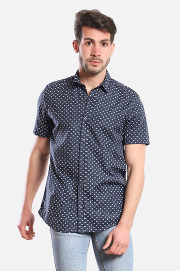 Random Shapes Patterned Shirt – Navy