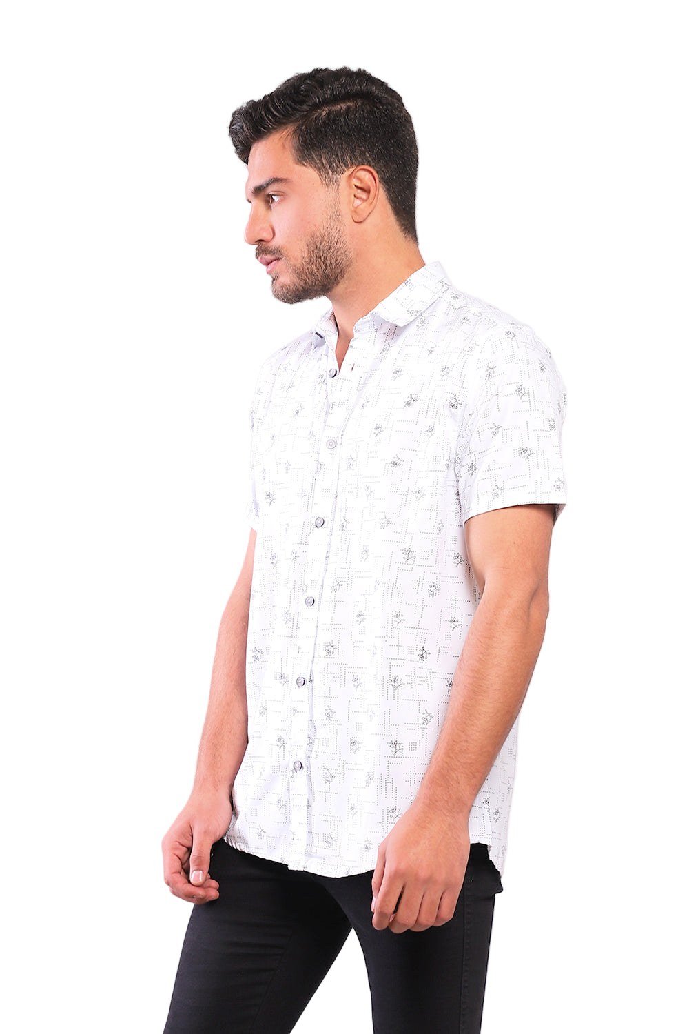 Branches & Dots Short Sleeves Shirt – White