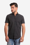 Opposite Brackets Patterned Short Sleeves Shirt - Black & White