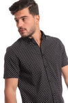 Opposite Brackets Patterned Short Sleeves Shirt - Black & White