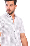 Opposite Brackets Patterned Short Sleeves Shirt - Black & White