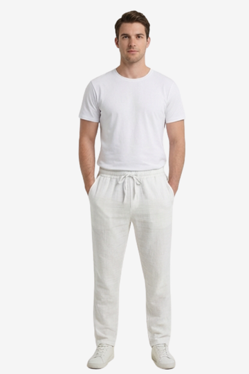 Men’s Linen Pants Designed with a relaxed fit – White