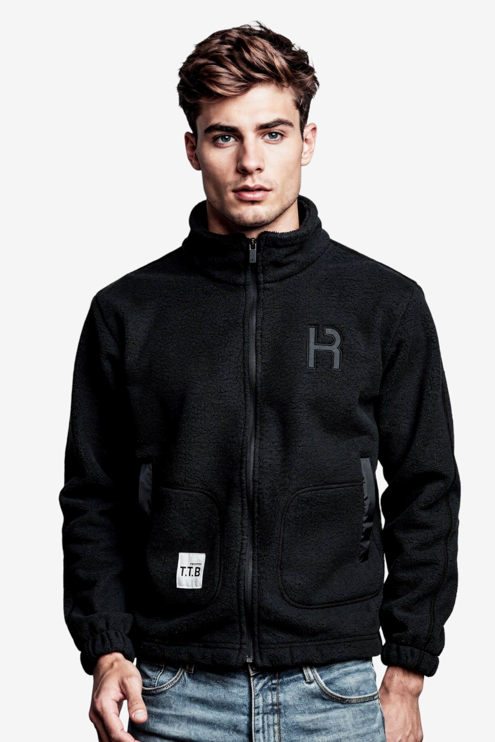 Ribbed Cuffs & Hem Quilted Hooded  Jacket -Black