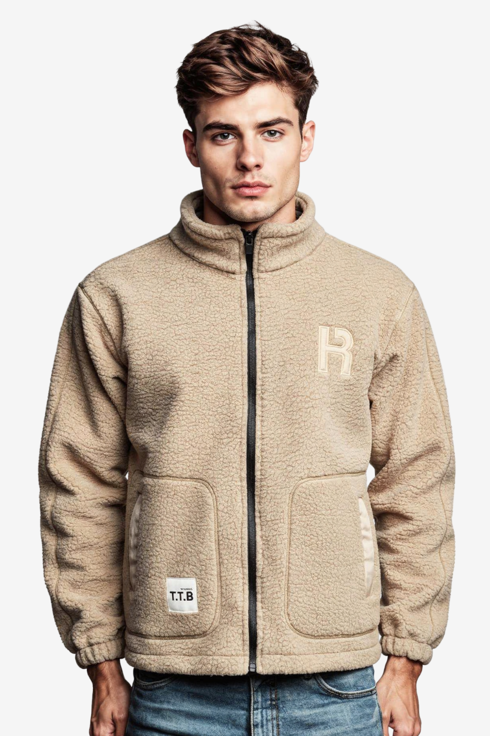 Ribbed Cuffs & Hem Quilted Hooded  Jacket - Beige