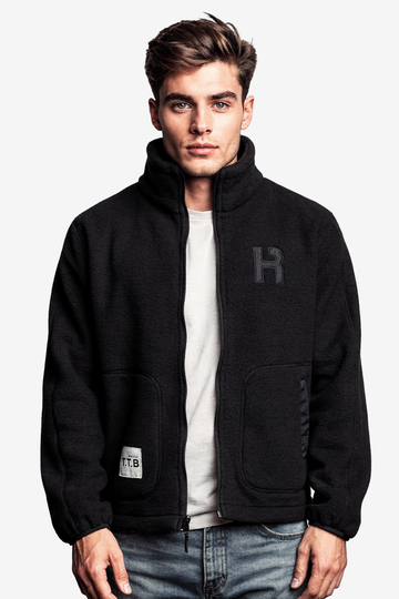 Ribbed Cuffs & Hem Quilted Hooded  Jacket -Black