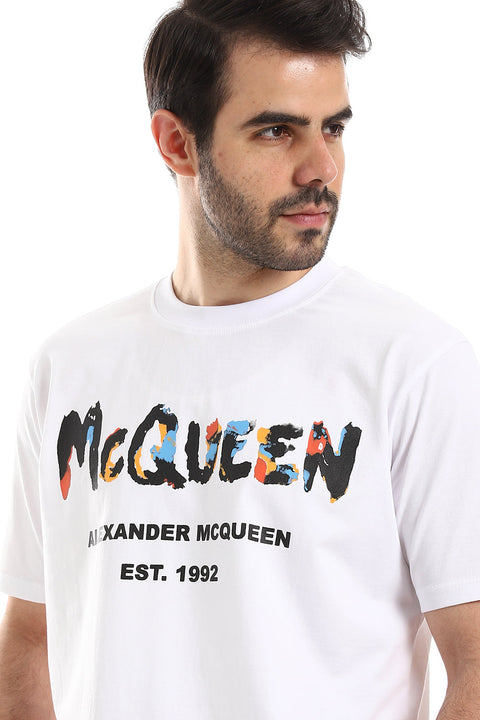 McQueen Chest & Back Print Over Black Tee