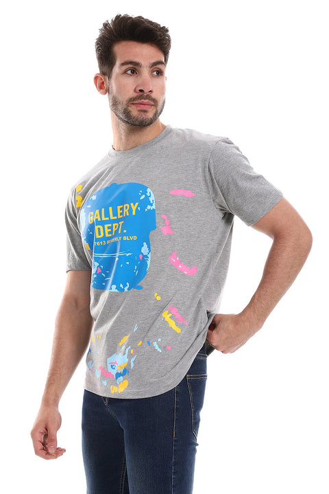 "Gallery Dept. 7613 Beverly Blvd" Printed Short Sleeves Heather Grey T-Shirt