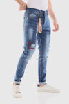 Belt Loops Ripped Casual Jeans - Standard Blue