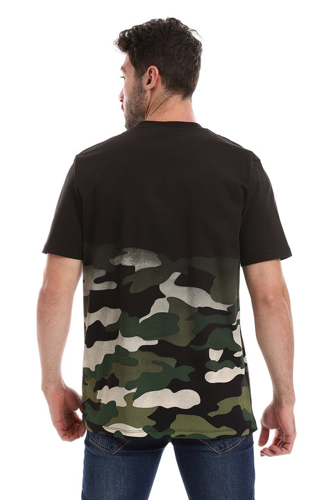 Camouflage Printed Pattern Slip On Short Sleeves Casual T-Shirt - White
