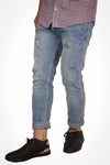 Casual Cutted Denim Jeans Pant Light Blue