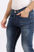  بنطلون جينز قطني سليم فيت مع خدوش - أزرق عادي
