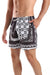 Double Pockets Elastic Waist With Drawstring Swim Shorts - White & Black