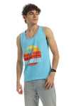 "Hawaii" Front Printing Summer Tank Top - Light Blue